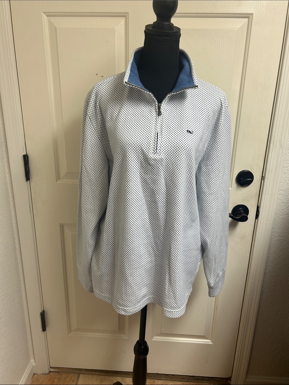 Vineyard Vines Saltwater Quarter-Zip - Polo, Summer Stars, Blue and White, Large